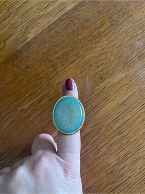 Marcia Moran Gold-Tone Turquoise Oval Cocktail Ring